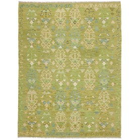 Tappeto Kilim Afghanistan Astratto Verde Beige Blu Giallo 15