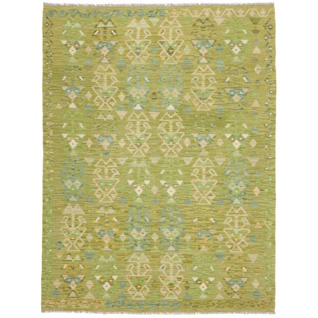 Tappeto Kilim Afghanistan Astratto Verde Beige Blu Giallo 15