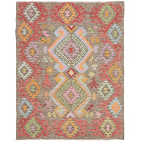 Tappeto Kilim Afghanistan Astratto Marrone Grigio 154x195 Cm