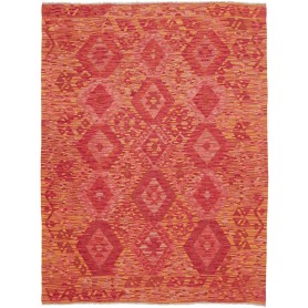 Tappeto Kilim Afghanistan Astratto Rosso Arancio Giallo 153x