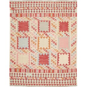 Tappeto Kilim Afghanistan Astratto Crema Rosso Blu Arancione