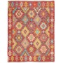 Tappeto Kilim Afghanistan Astratto Rosso Mattone Turchese Gi