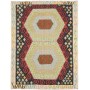 Tappeto Kilim Afghanistan Astratto Bianco Crema E Multicolor