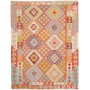 Tappeto Kilim Afghanistan Astratto Arancione Rosso Azzurro G