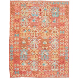 Tappeto Kilim Afghanistan Astratto Arancione Corallo Blu Azz