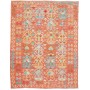 Tappeto Kilim Afghanistan Astratto Arancione Corallo Blu Azz