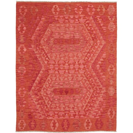 Tappeto Kilim Afghanistan Geometrico Rosso Arancione Rosa 15