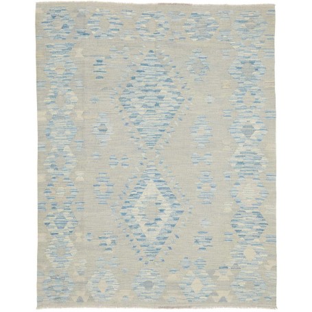 Tappeto Kilim Afghanistan Geometrico Grigio Blu Cielo Avorio
