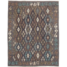 Tappeto Kilim Afghanistan Astratto Grigio Antracite Turchese