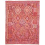 Tappeto Kilim Afghanistan Geometrico Rosso Rosa Arancio Lava
