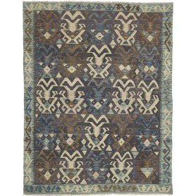Tappeto Kilim Afghanistan Geometrico Blu Scuro Beige Marrone