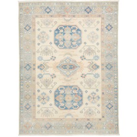 Tappeto Kazak Afghanistan Geometrico Crema Blu Vari Grigio P