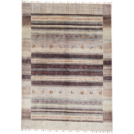 Tappeto Siva Pakistan Geometrico Beige Marrone Grigio Rosso