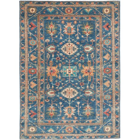 Tappeto Kazak Fine Pakistan Medaglione Blu Arancio Terracott