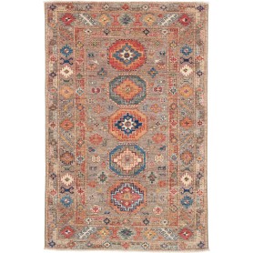 Tappeto Kazak Fine Pakistan Astratto Marrone Grigio Terra Ro