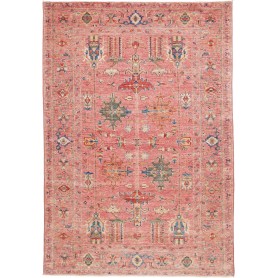 Tappeto Kazak Fine Pakistan Geometrico Rosa Antico Blu Verde