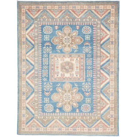 Tappeto Kazak Afghanistan Medaglione Blu Cielo Terracotta Be