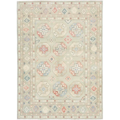 Tappeto Kazak Afghanistan Astratto Verde Salvia Chiaro Beige