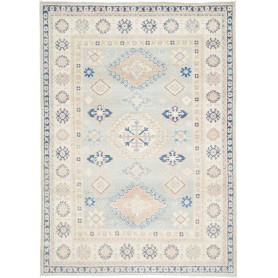 Tappeto Kazak Afghanistan Geometrico Azzurro Crema Blu Pesca