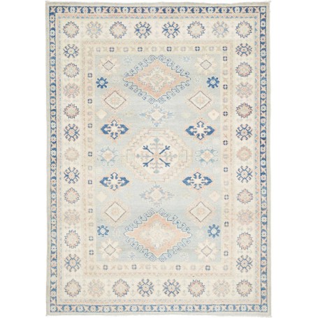 Tappeto Kazak Afghanistan Geometrico Azzurro Crema Blu Pesca