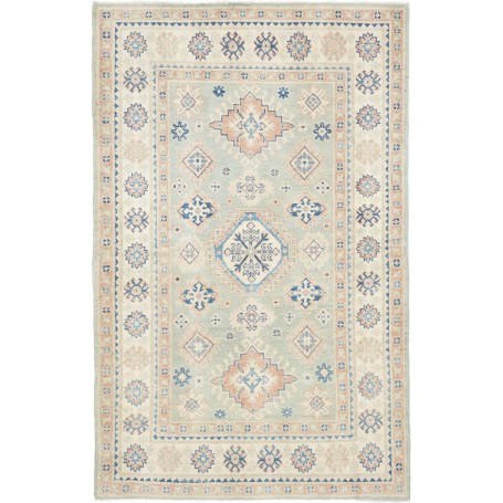 Tappeto Kazak Afghanistan Geometrico Verde Menta Crema Pesca