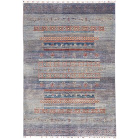 Tappeto Siva Pakistan Astratto Grigio Blu Terracotta Celeste