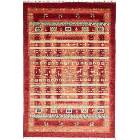 Tappeto Siva Pakistan Astratto Rosso Terracotta Arancio Marr