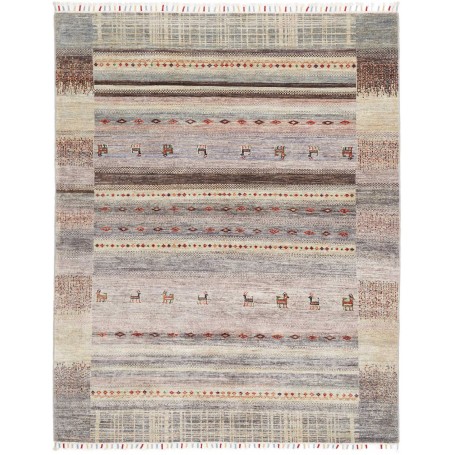 Tappeto Siva Pakistan Geometrico Grigio Chiaro Beige Marrone