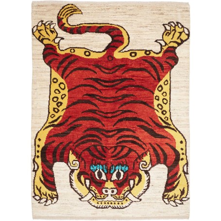 Tappeto Berbero Pakistan Astratto Rosso Giallo Nero