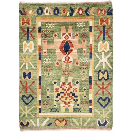 Tappeto Berbero Pakistan Geometrico Verde Salvia Te