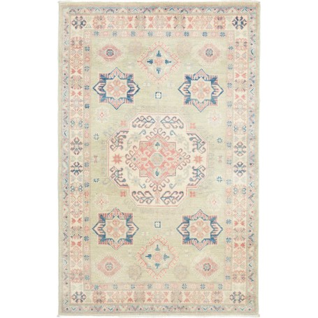 Tappeto Kazak Afghanistan Geometrico Verde Salvia Rosa Antic