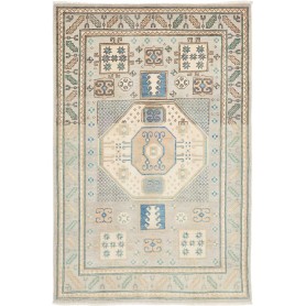 Tappeto Kazak Afghanistan Medaglione Grigio Azzurro Bianco C