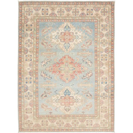 Tappeto Kazak Afghanistan Medaglione Azzurro Crema Terracott