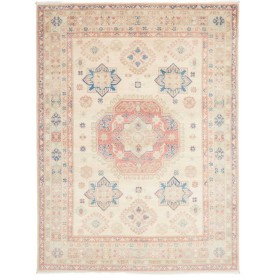 Tappeto Kazak Afghanistan Medaglione Beige Crema Rosa Terra