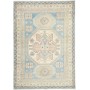 Tappeto Kazak Afghanistan Geometrico Blu Chiaro Crema Pesca