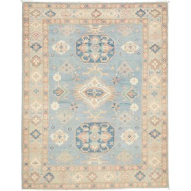 Tappeto Kazak Afghanistan Geometrico Azzurro Blu Beige Terra