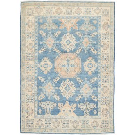 Tappeto Kazak Afghanistan Medaglione Blu Beige Pesca 140x205