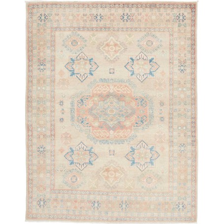 Tappeto Kazak Afghanistan Medaglione Beige Sabbia Corallo Ro