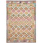 Tappeto Kilim Afghanistan Geometrico Lavanda Acquamarina Ara