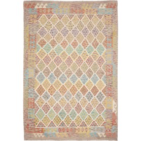 Tappeto Kilim Afghanistan Astratto Beige Multicolore 202x300