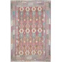 Tappeto Kilim Afghanistan Astratto Blu Lavanda Corallo Aranc