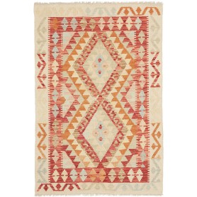 Tappeto Kilim Afghanistan Geometrico Crema Rosso Terracotta