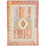 Tappeto Kilim Afghanistan Geometrico Terracotta Blu Pastello