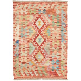 Tappeto Kilim Afghanistan Astratto Rosso Terracotta Arancio