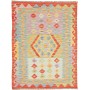 Tappeto Kilim Afghanistan Geometrico Rosso Arancio Azzurro G