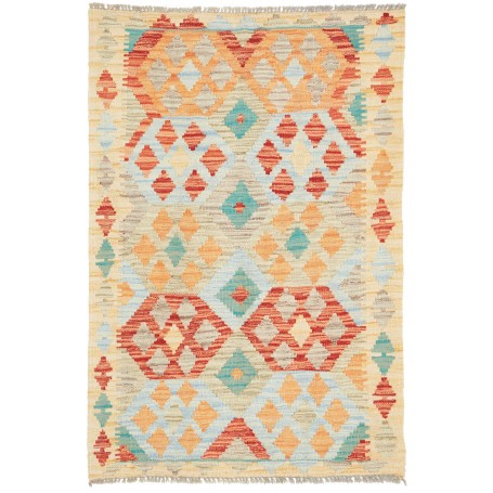 Tappeto Kilim Afghanistan Geometrico Multicolore Crema Aranc