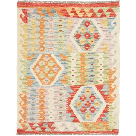 Tappeto Kilim Afghanistan Geometrico Crema Multicolore Paste