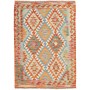 Tappeto Kilim Afghanistan Geometrico Arancio Azzurro Verde A