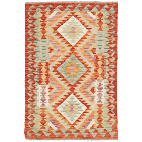 Tappeto Kilim Afghanistan Astratto Arancione Terracotta Verd