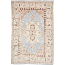 Tappeto Kazak Afghanistan Medaglione Azzurro Beige 103x157 C